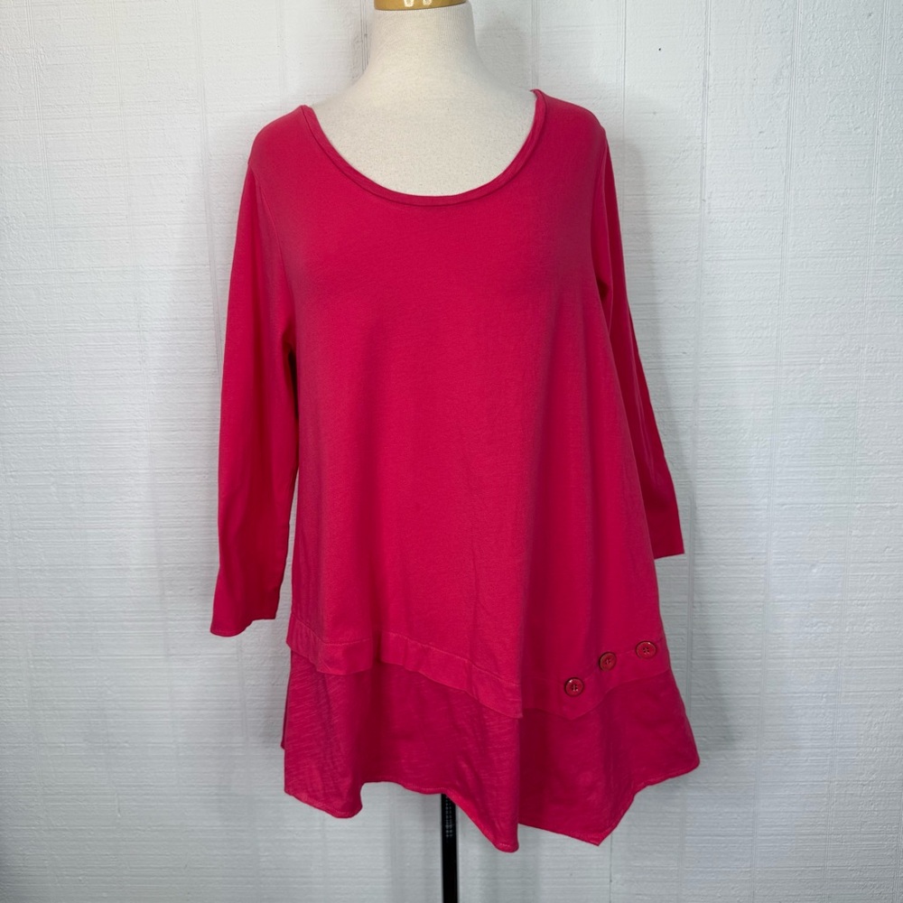 Habitat Clothes to Live in Pink Tunic Top Asymmetrical Hem Size Medium